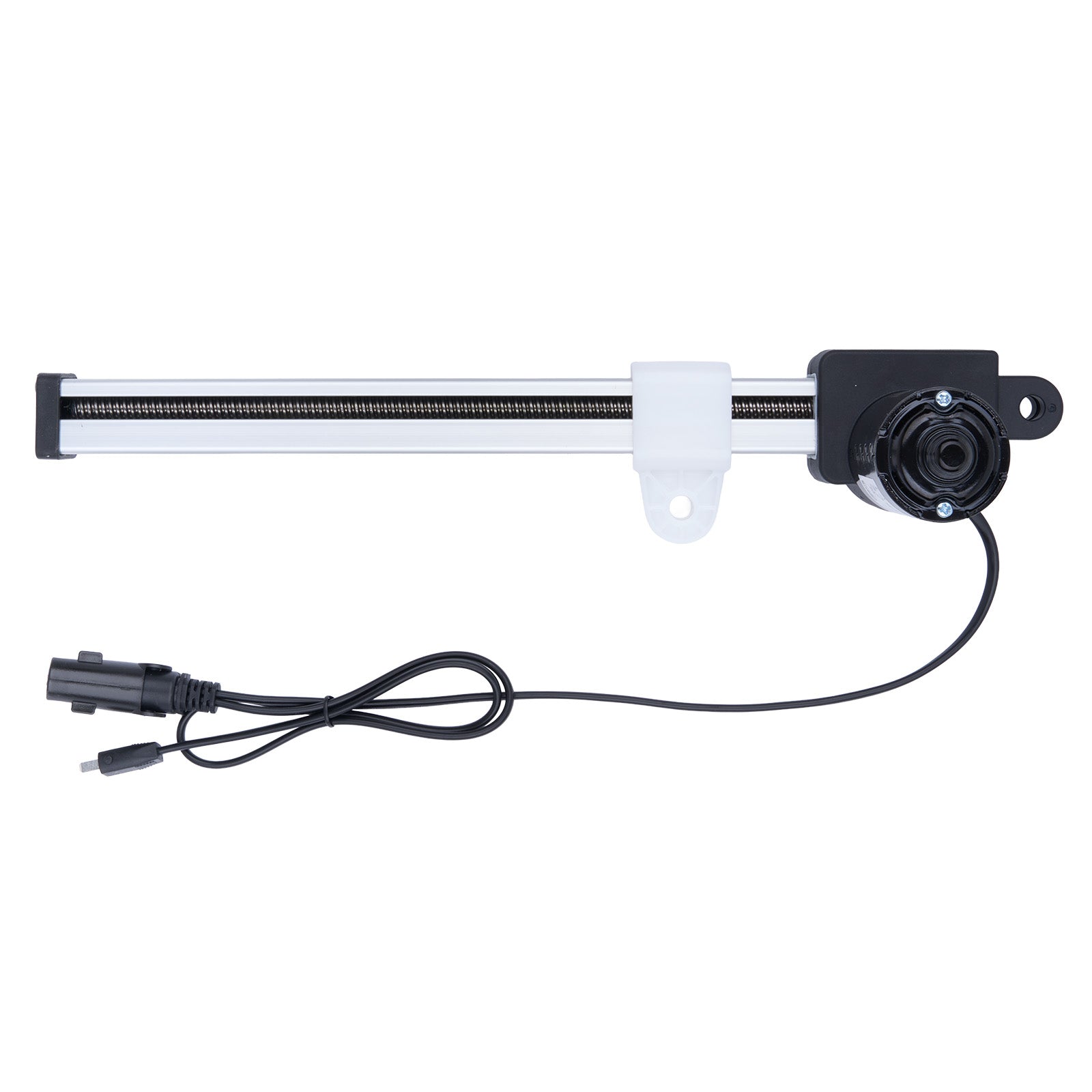 Mechanical arm with a motor and cable on a white background