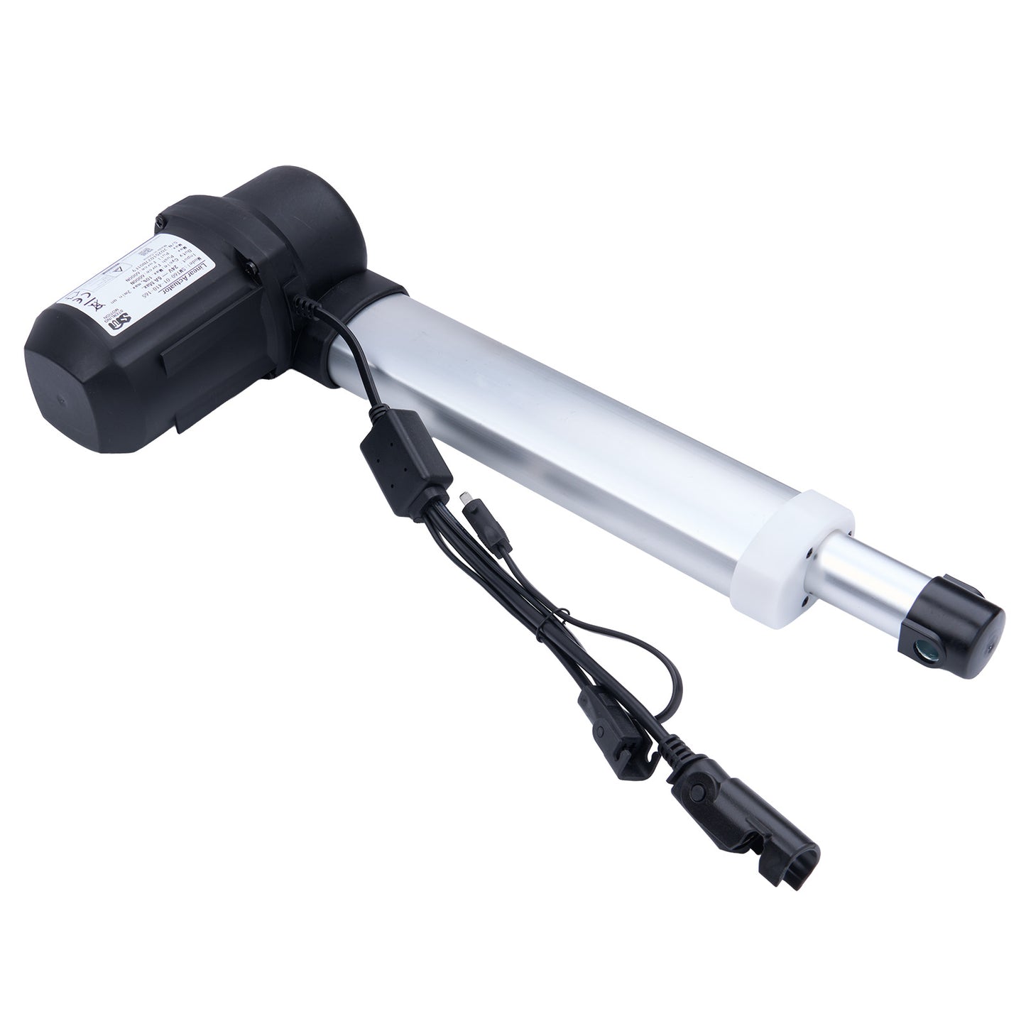 Electric actuator with wiring on a white background