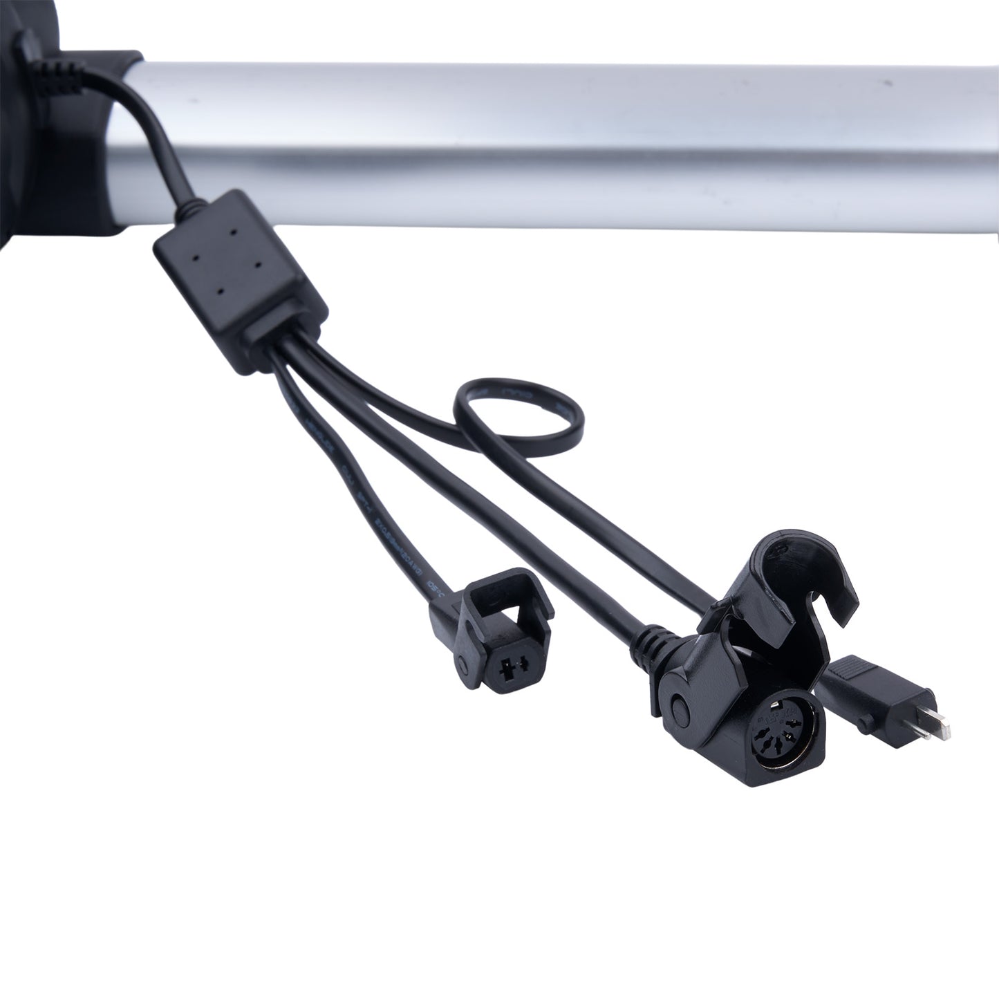 Electrical cable with connectors on a white background