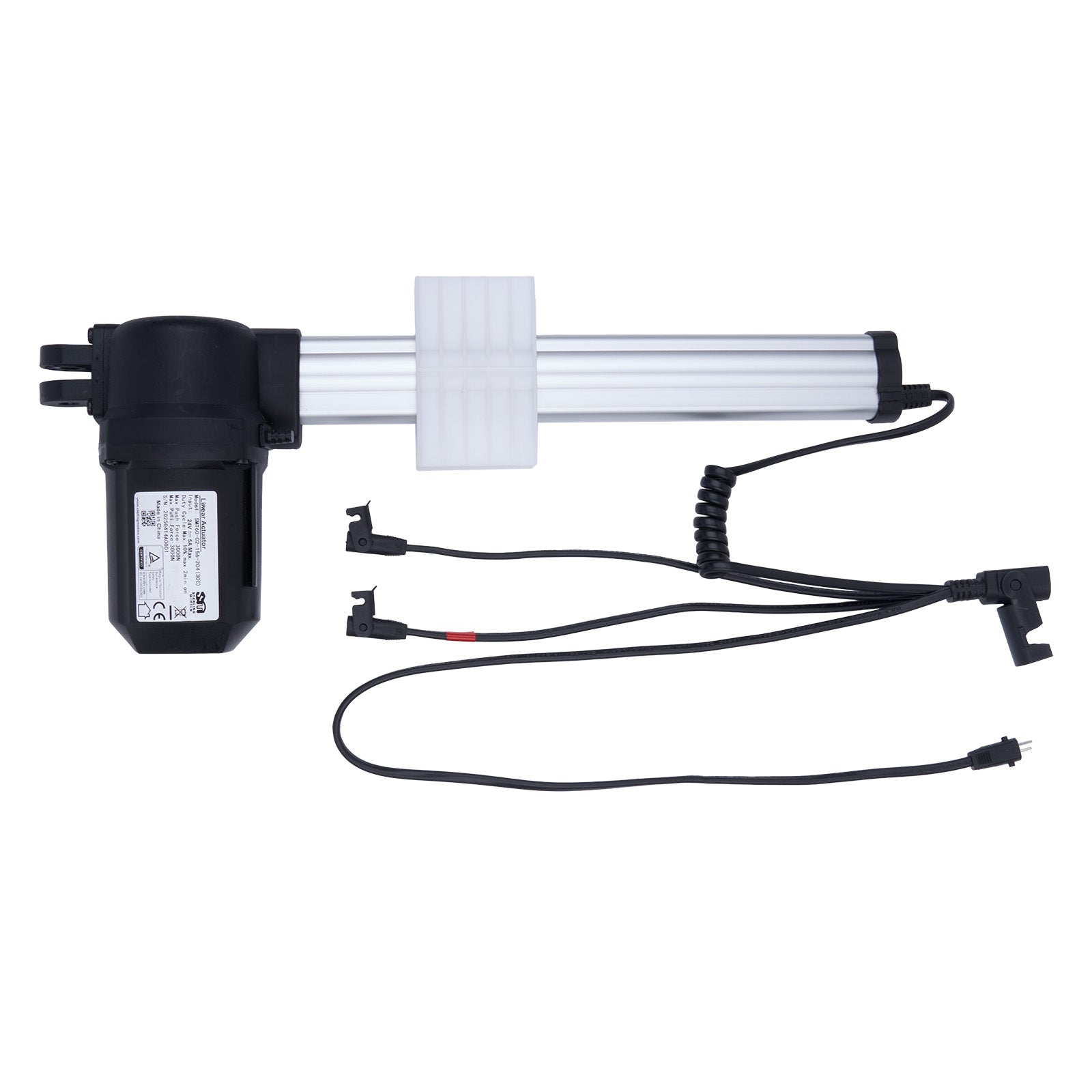 Electromagnetic valve with actuator and wiring on a white background