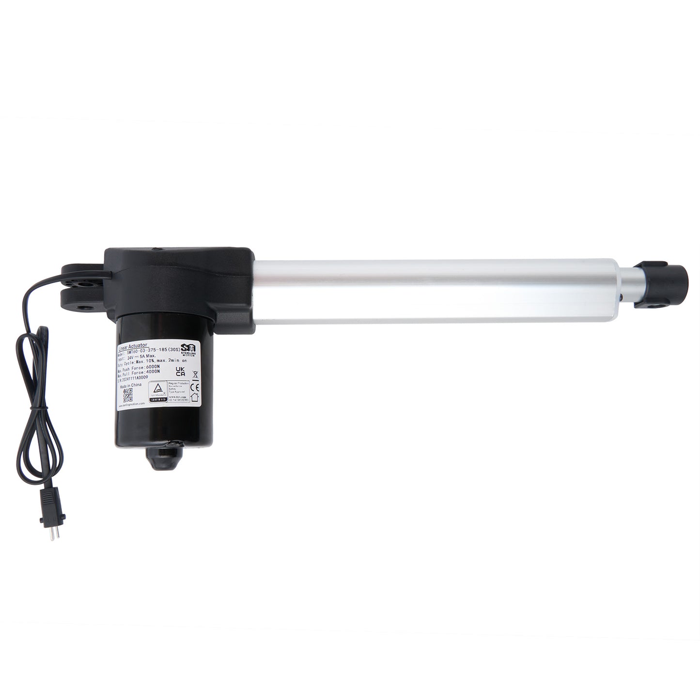 A black and silver linear actuator designed for use in furniture like recliners or lift chairs.