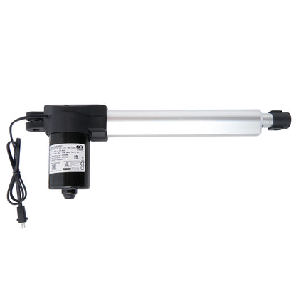 A black and silver linear actuator designed for use in furniture like recliners or lift chairs.
