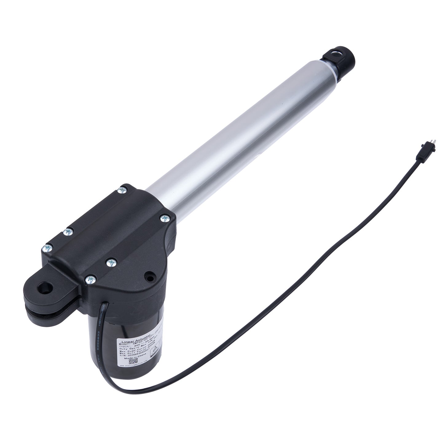 Electric actuator with a cable on a white background