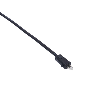 Black cable with a connector on a white background