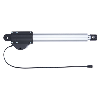 Black and silver actuator on a white background