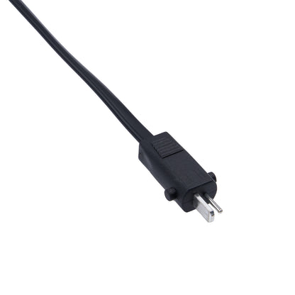 Black power cord with plug on a white background