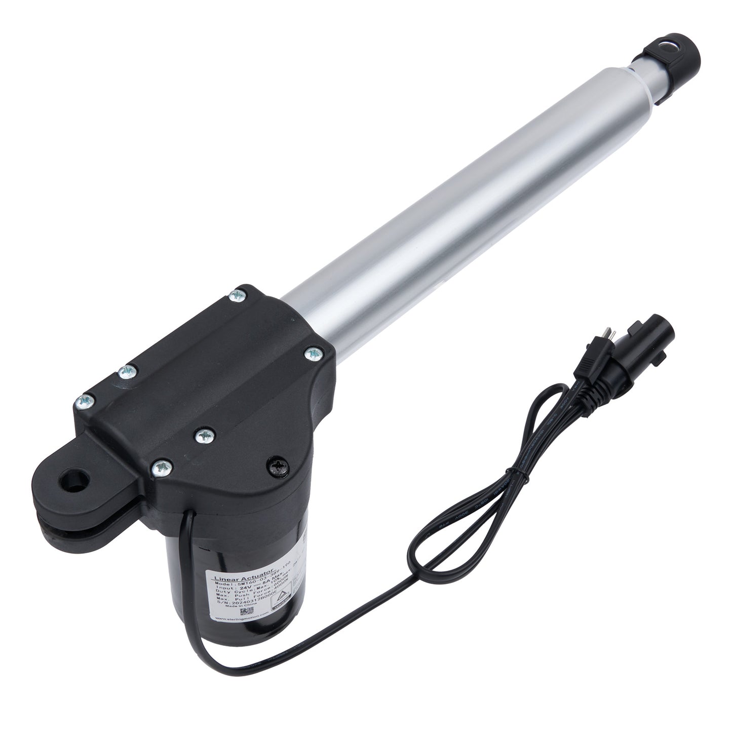Electric actuator with a cable on a white background