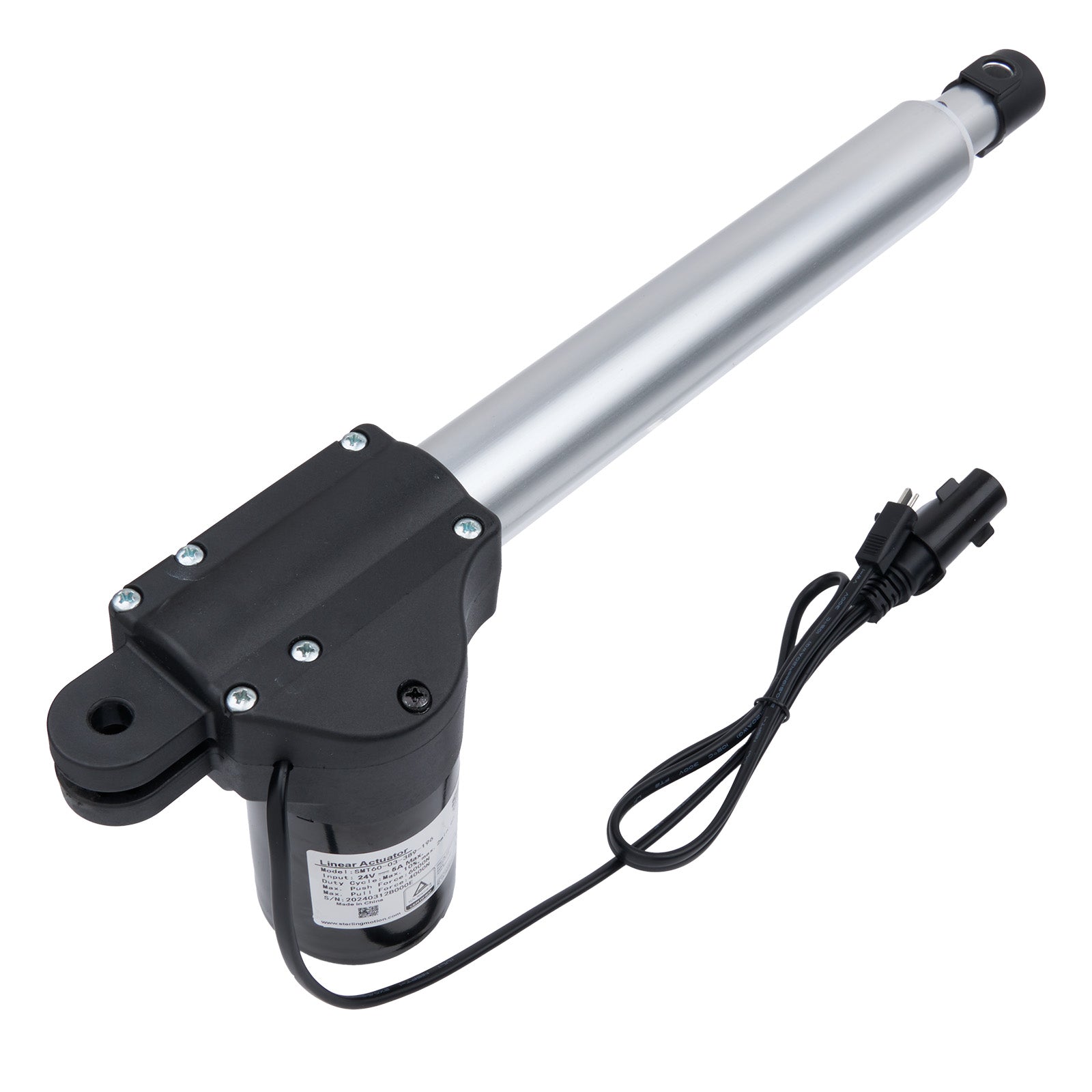 Electric actuator with a cable on a white background