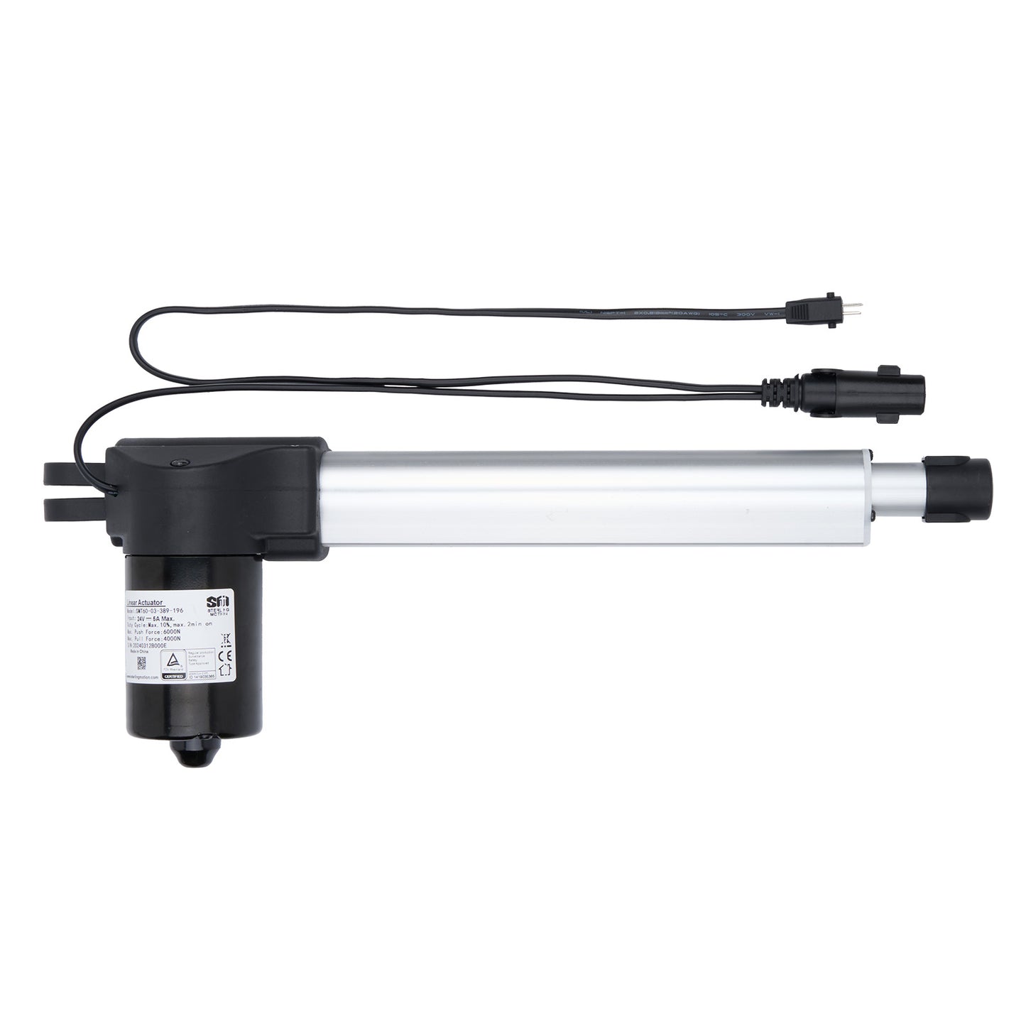 Linear actuator with cables on a white background