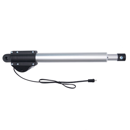 Metallic linear actuator with cable on white background