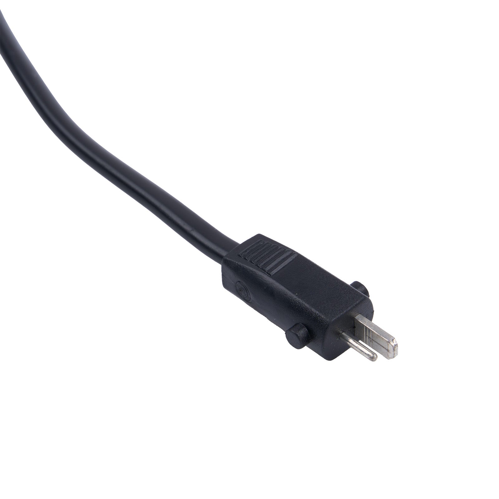 Black electrical plug on a white background