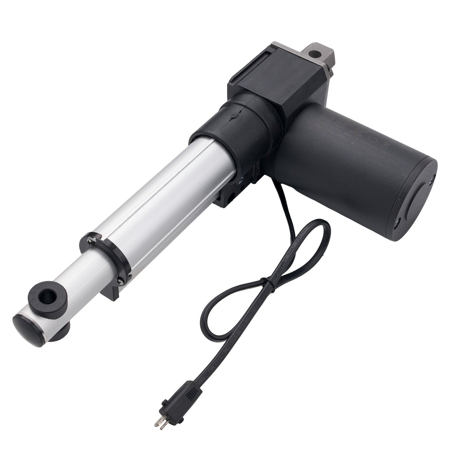 A black and clear linear guide rail assembly with blue dimension lines and text showing measurements of 213mm/8.38in, 93mm/3.
