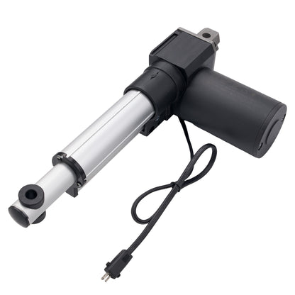 A black and clear linear guide rail assembly with blue dimension lines and text showing measurements of 213mm/8.38in, 93mm/3.