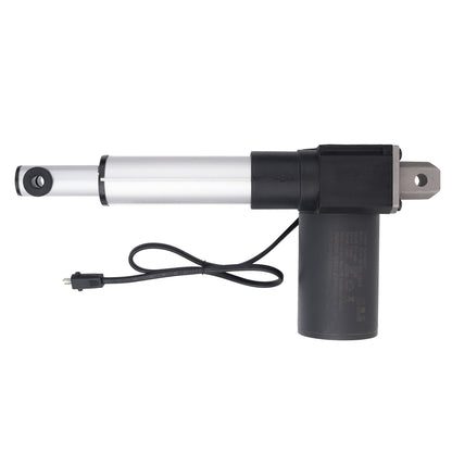 An electric linear actuator with dimension annotations showing a total length of 380mm (14.96 inches) and a stroke of 120mm (4.