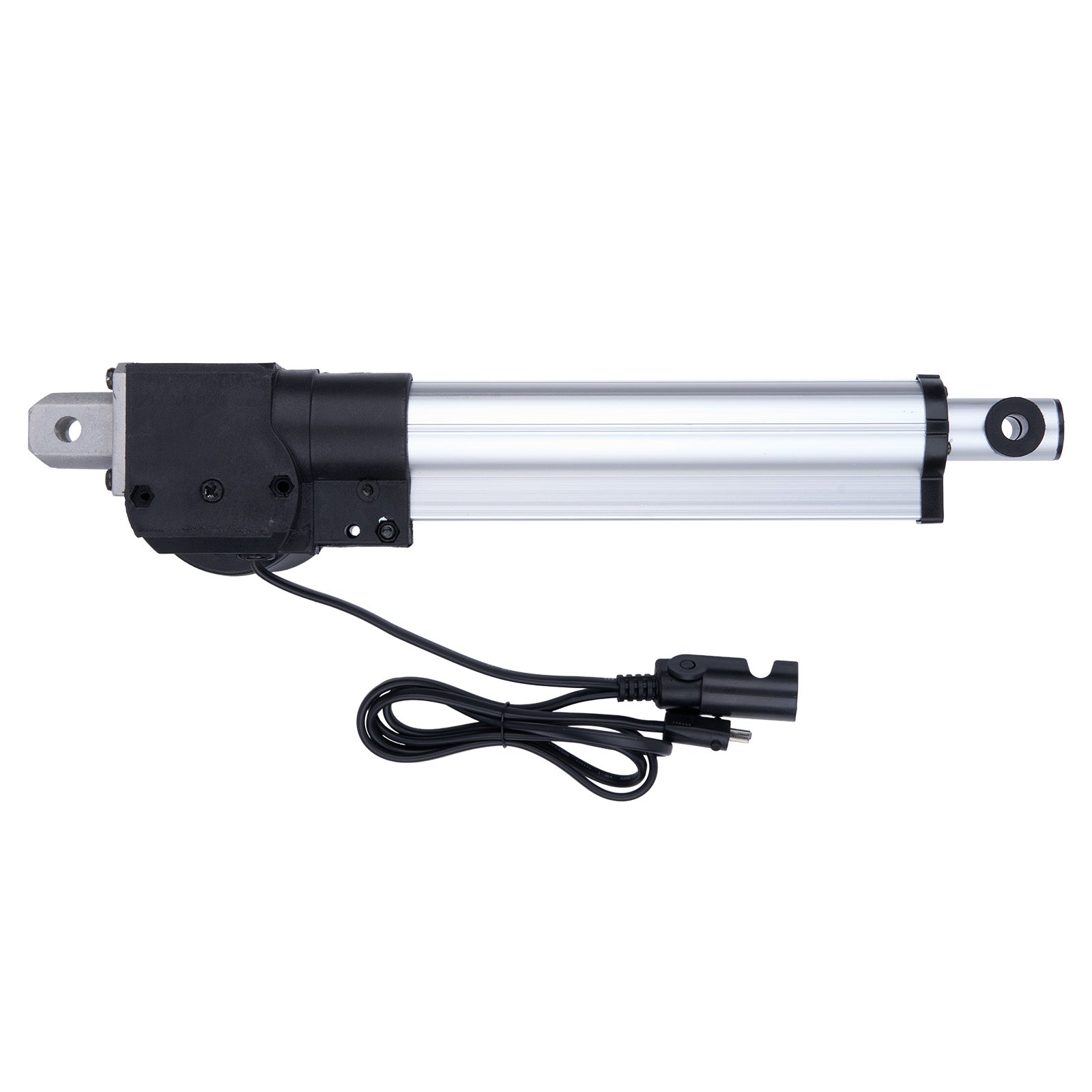 Linear actuator with power cable on a white background