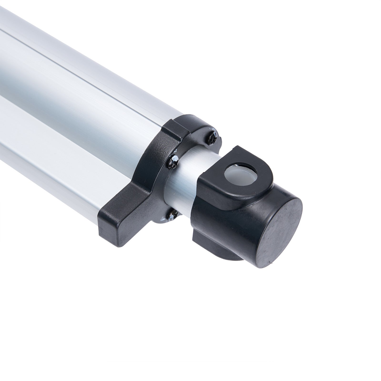 Close-up of a cylindrical mechanical component with a white background