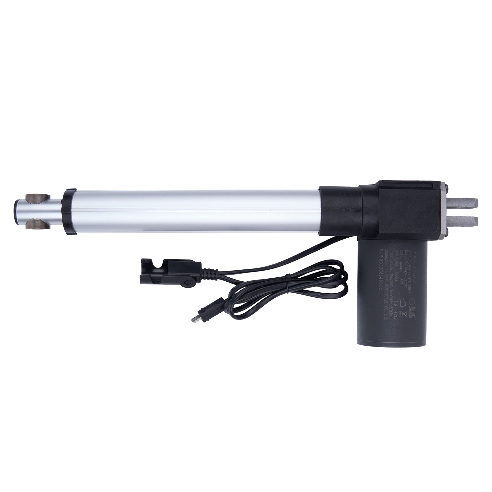 Linear actuator with cable on a white background