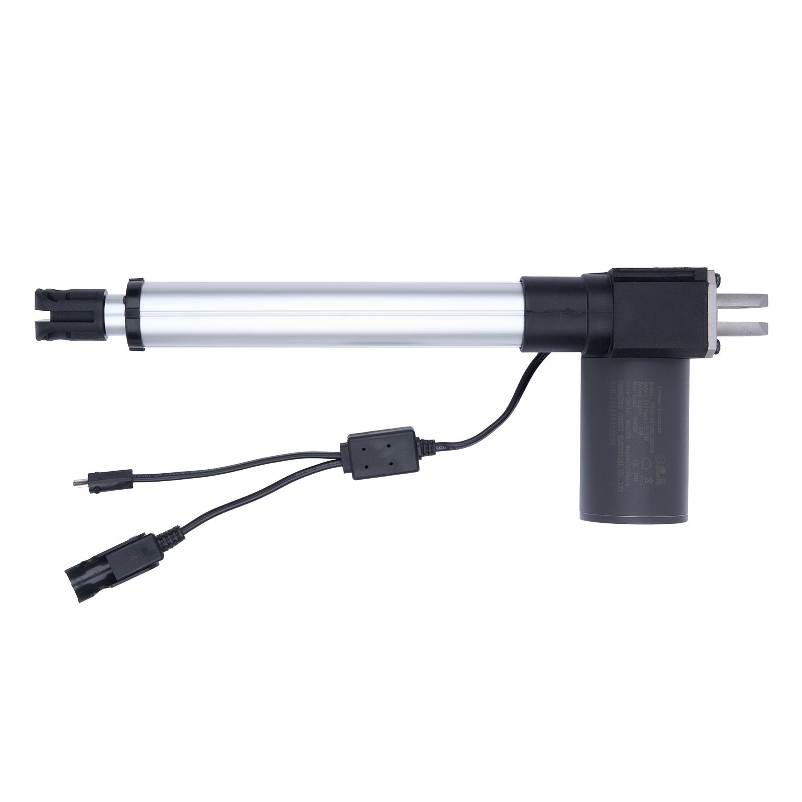Linear actuator with connectors on a white background