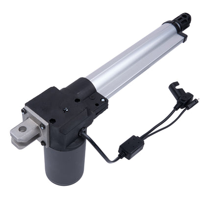 Electric linear actuator with wiring on a white background