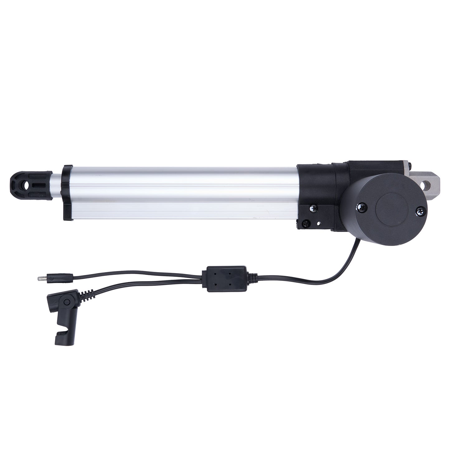 Linear actuator with wiring on a white background