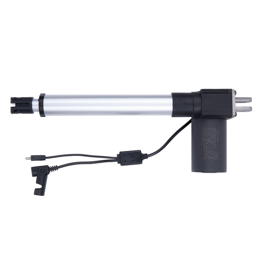 Linear actuator with wiring on a white background