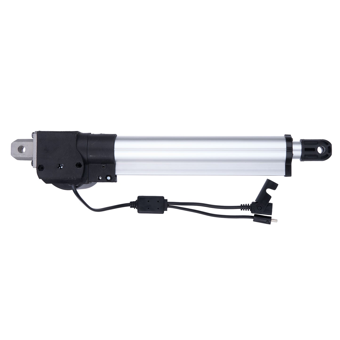 Linear actuator with wiring on a white background