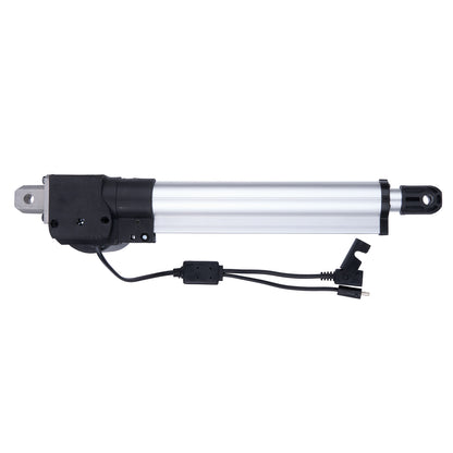 Linear actuator with wiring on a white background