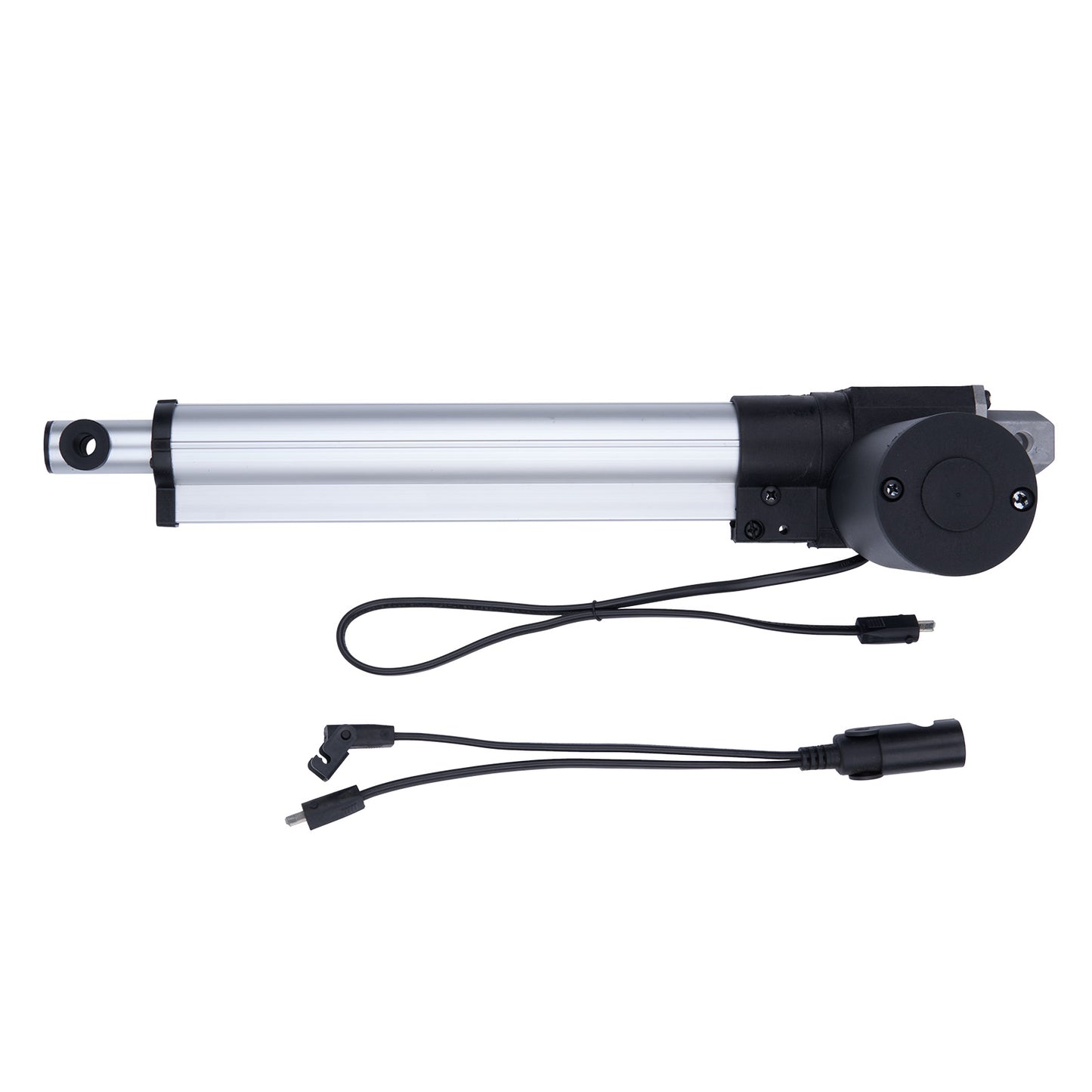 Linear actuator with cables on a white background