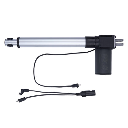 Mechanical linear actuator with wiring on a white background