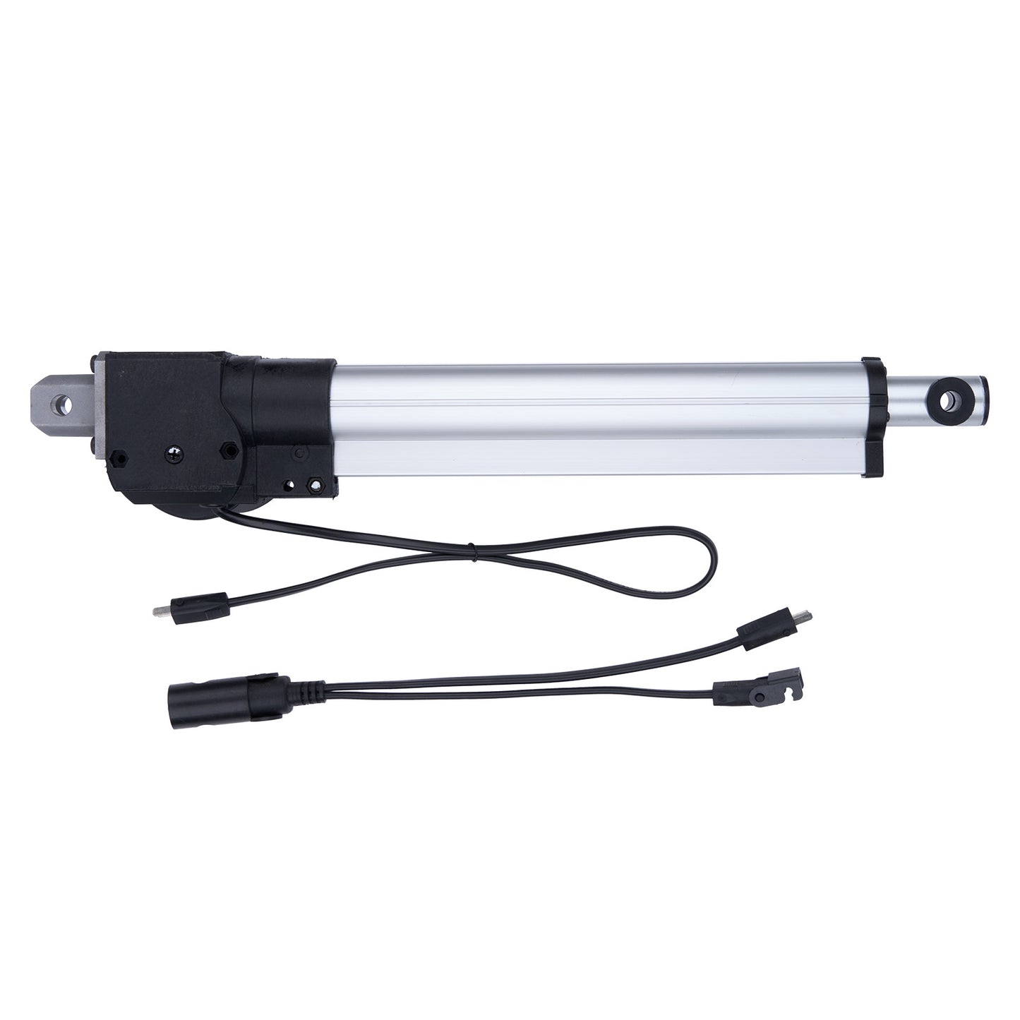 Linear actuator with cables on a white background