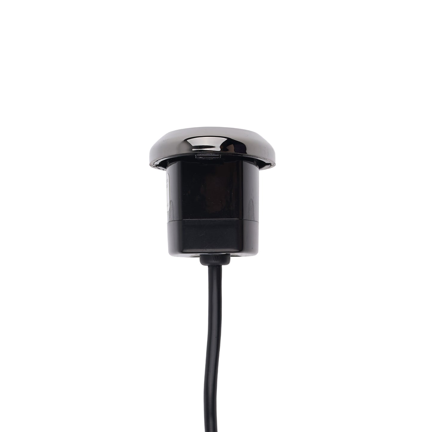 A black dome-shaped marine or automotive light with a glossy finish and a black cable extending downward, shown against a plain white background.