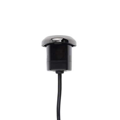 A black dome-shaped marine or automotive light with a glossy finish and a black cable extending downward, shown against a plain white background.