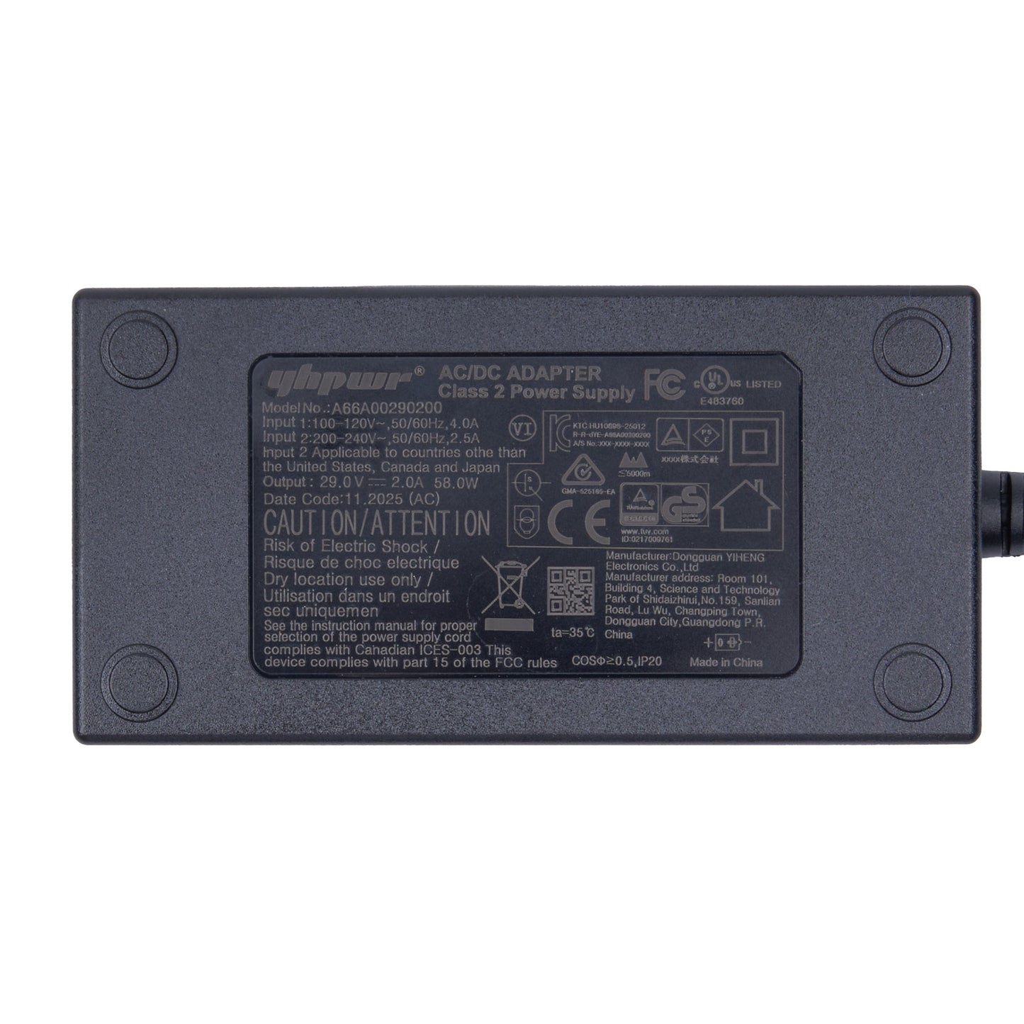 29V 2A Power Adapter with Male Barrel Connector 5.5*2.5mm for Power Recliner Lift Chair