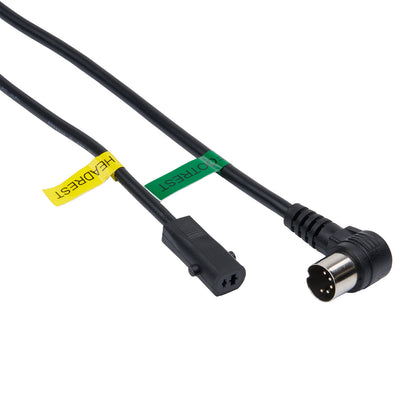 Black cable with connectors on a white background