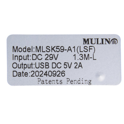 Technical label with specifications on a white background