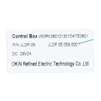 Label with technical specifications and branding on a white background