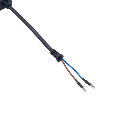 Wiring harness with blue and brown wires on a white background