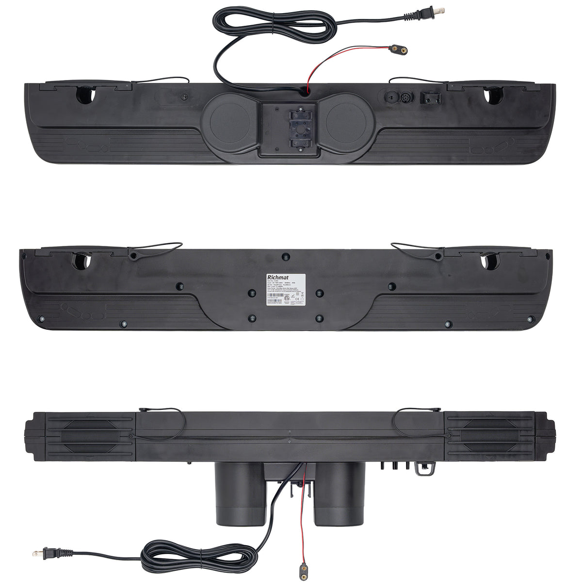 Three-view drawing of the Richmat HJA3 Dual Motor Linear Actuator 