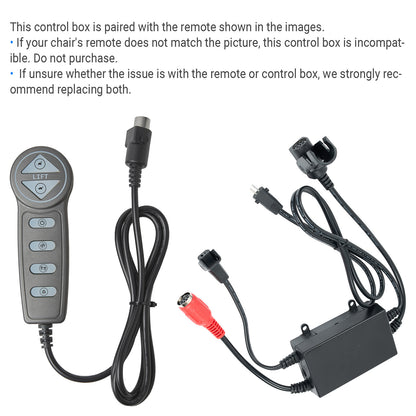 Acrookey 4 Leads Junction Box for Recliner Lift Chair with Heat and Vibration - 8 Pin Remote Controller Plug