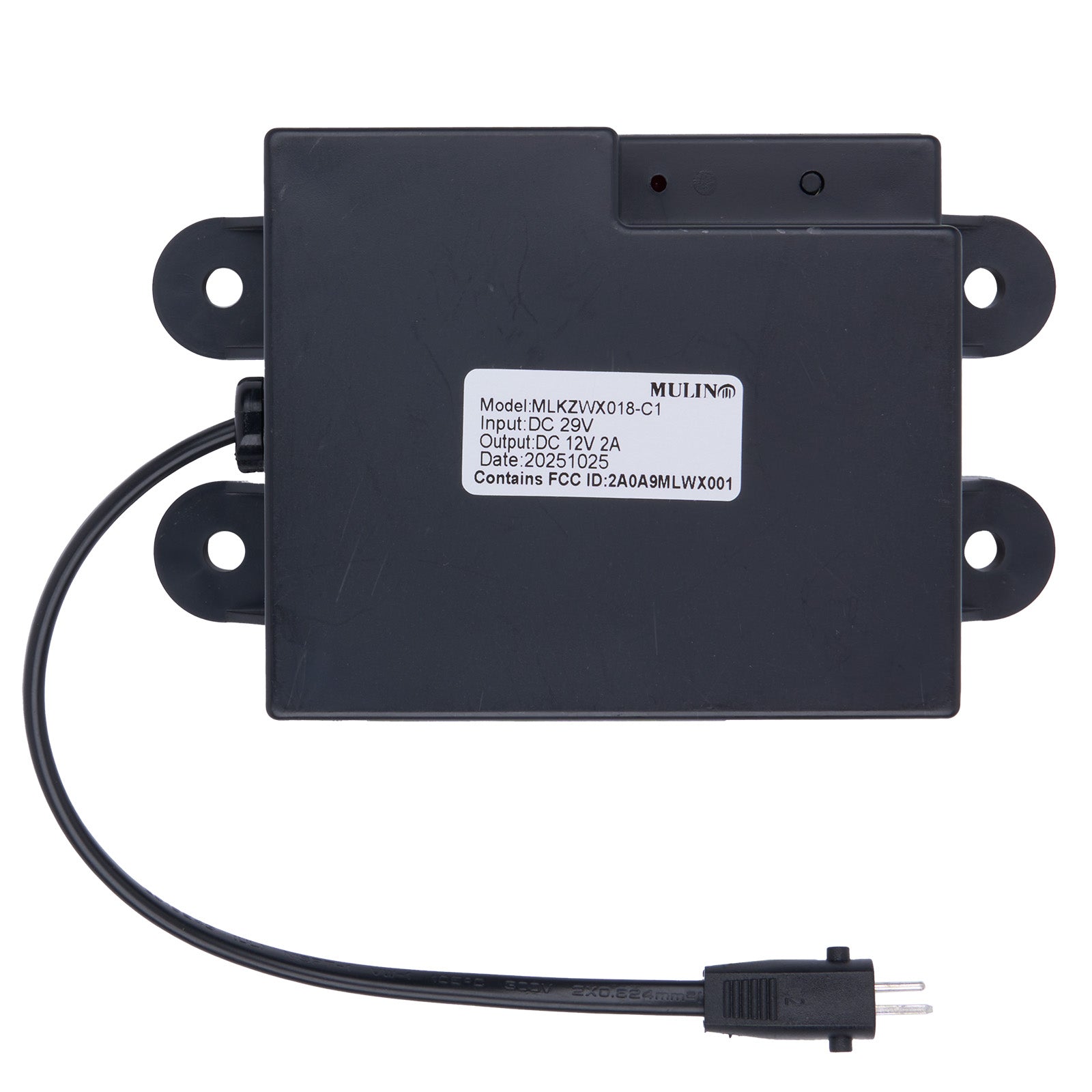 Black electronic component with wiring on a white background