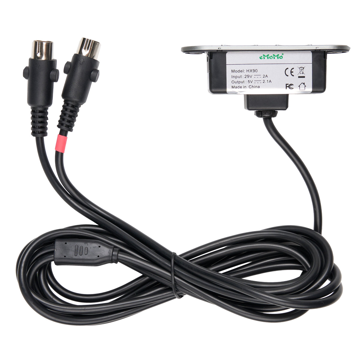 Top View of eMoMo HX90EU 4 Button Switch with USB Port and Dual 5-Pin Plugs for Recliner Lift Chair