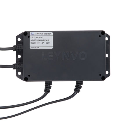 A black industrial electronic control module with a white label reading 'L Control System' and 'Model LN-6040T-4JR', with the brand name 'LEYNVO' embossed on the front, shown on a white background with attached cables.