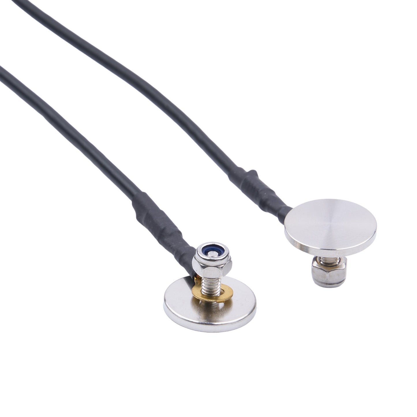 Close-up of a stethoscope with metallic components on a white background