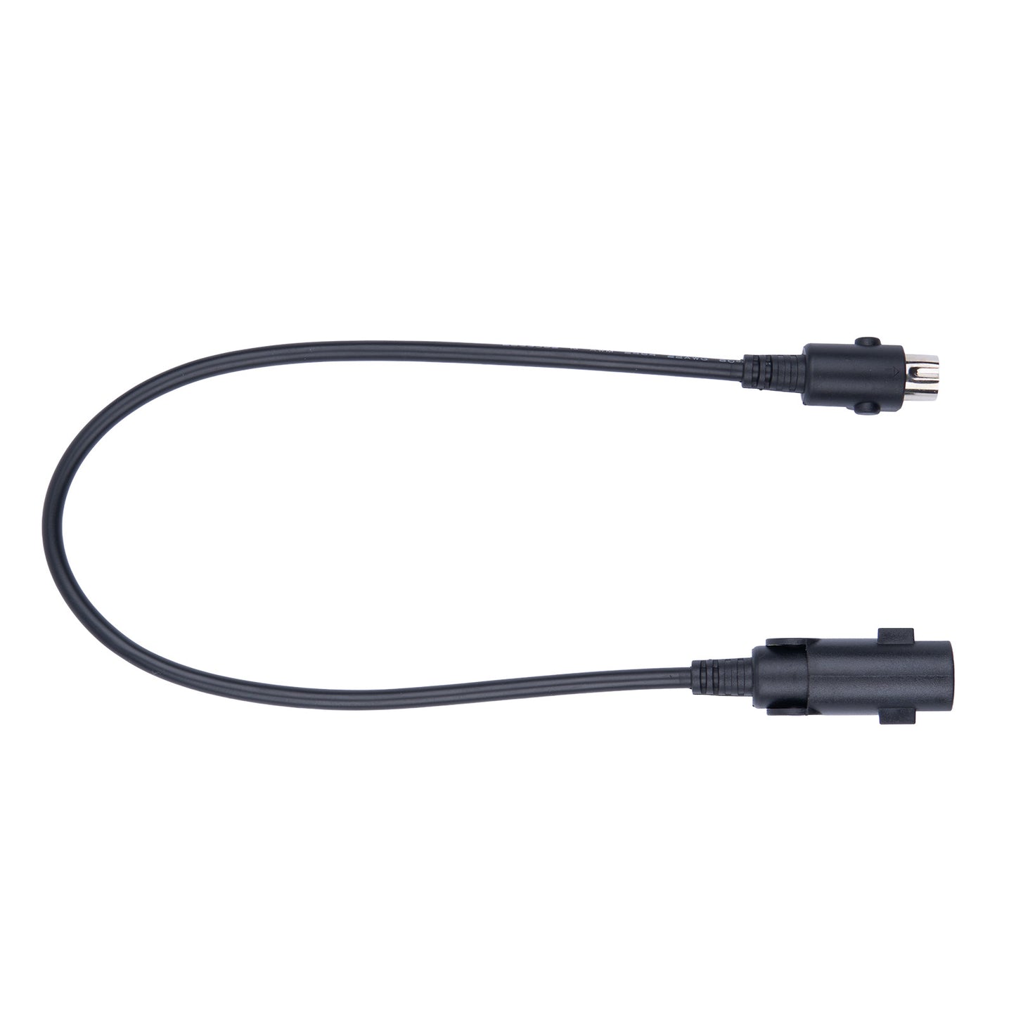 Black cable with connectors on a white background