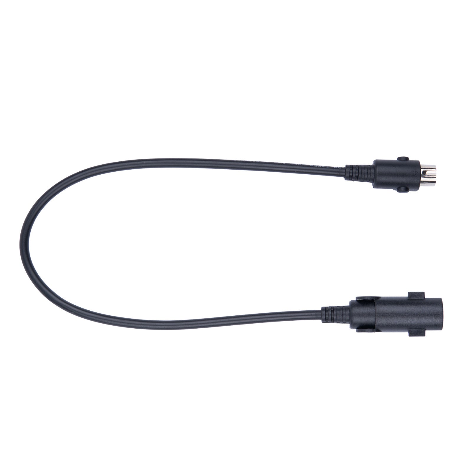 Black cable with connectors on a white background