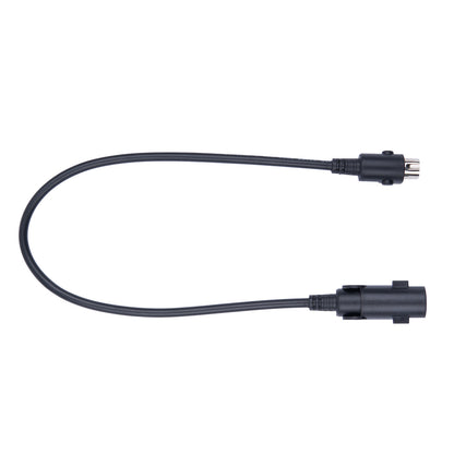 Black cable with connectors on a white background
