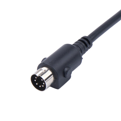 Black cable connector with silver metallic end on a white background