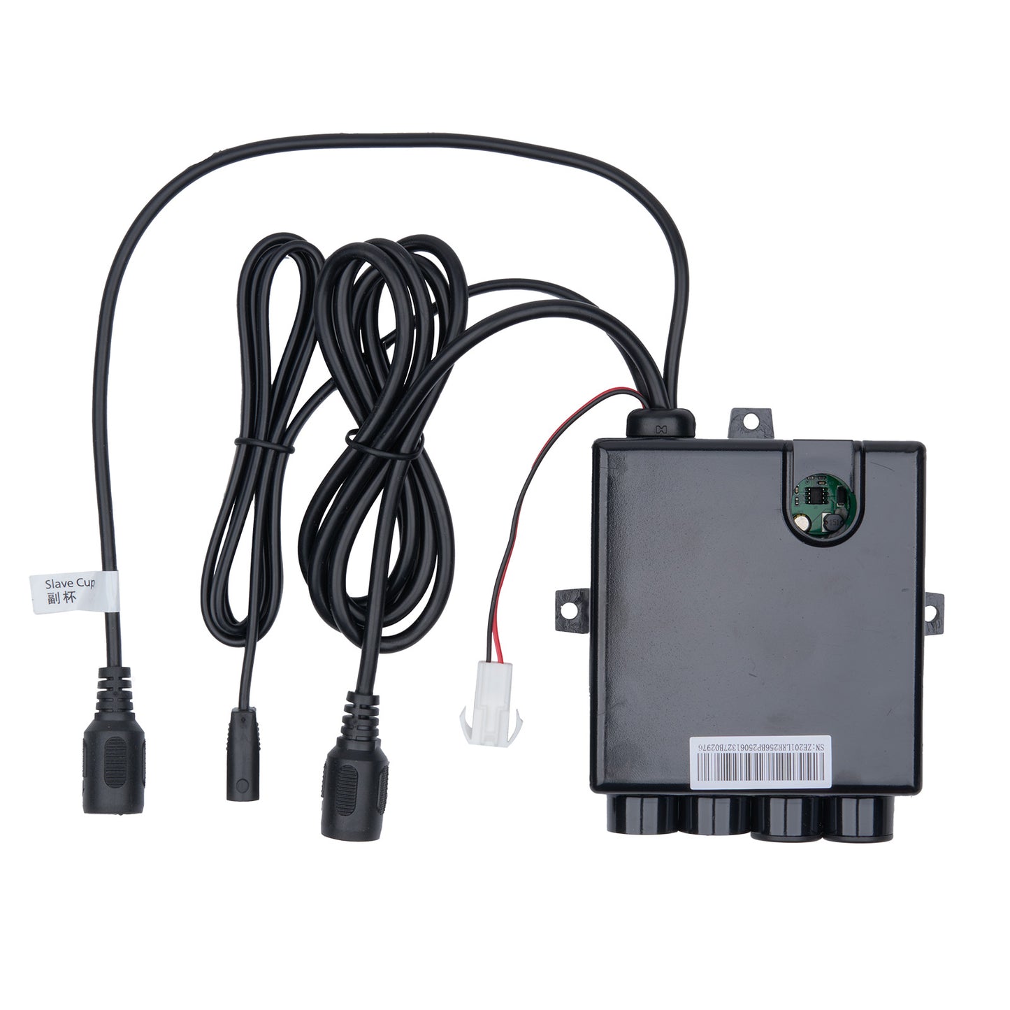 Electronic device with wiring on a white background