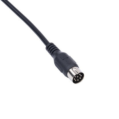 Black audio cable with 6-pin connector on a white background