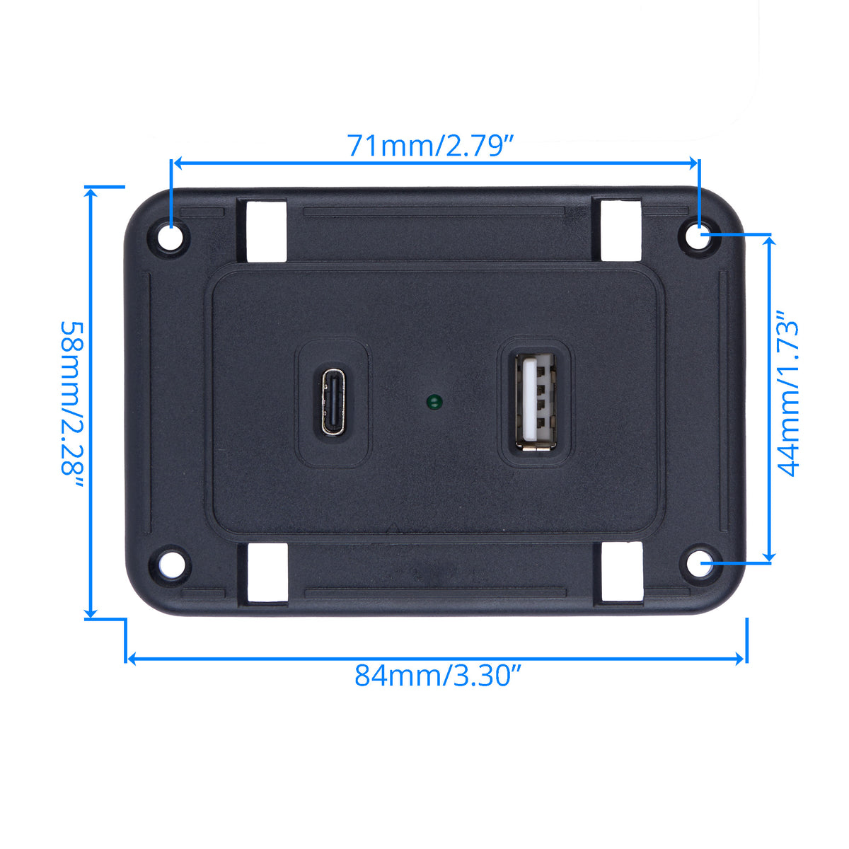 eMoMo HX66BU2C Type A + Type C USB Charger Panel Size: 84X58mm (3.3X2.28inches)